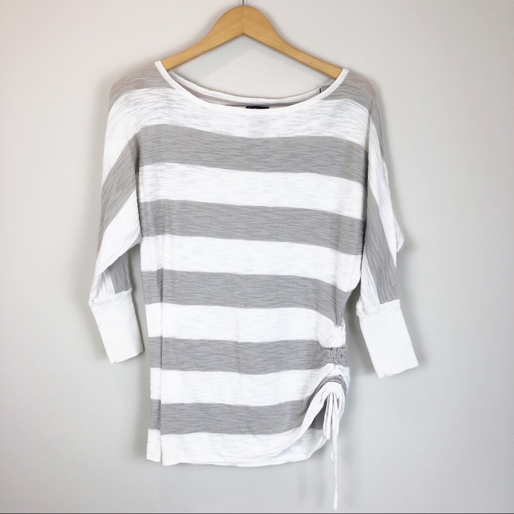 Express White and Gray Top with Drawstring